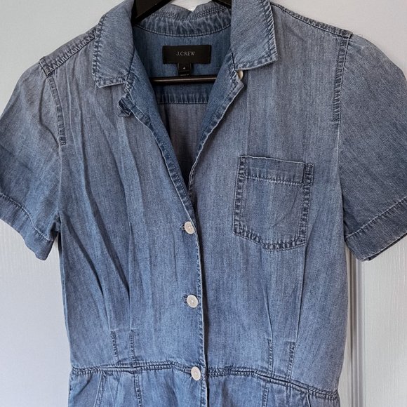 J Crew Chambray Short Sleeve Romper, Size 4 - Picture 2 of 2